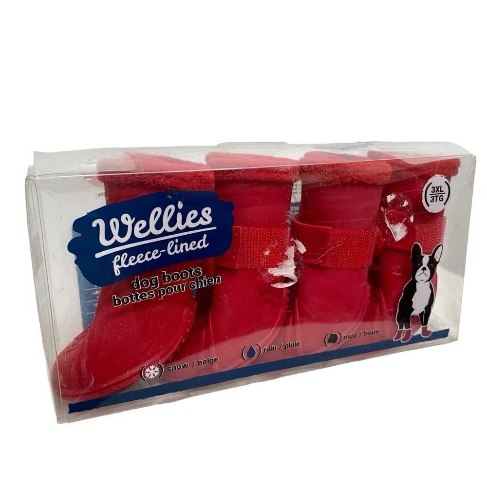 NEW Wellies Fleece Lined Dog Boots 3x 3xl Red Outdoor Protection Winter